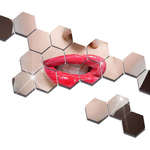 DIY 3D Hexagon Mirror Wall Sticker Multi color Stickers Fas
