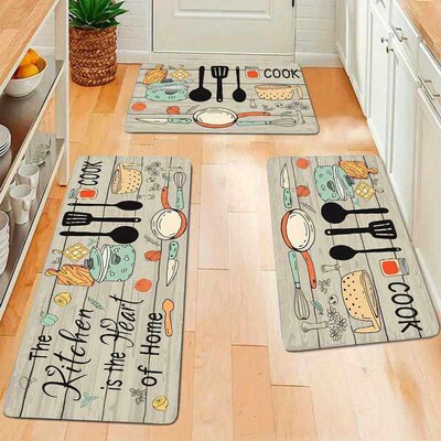 1PC, cartoon knife and fork kitchen waterproof door carpet m