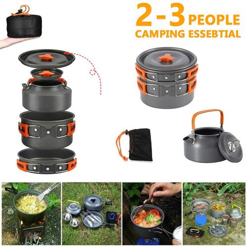 Outdoor Camping Cookware Kit Aluminum Cooking Pots Set Wa