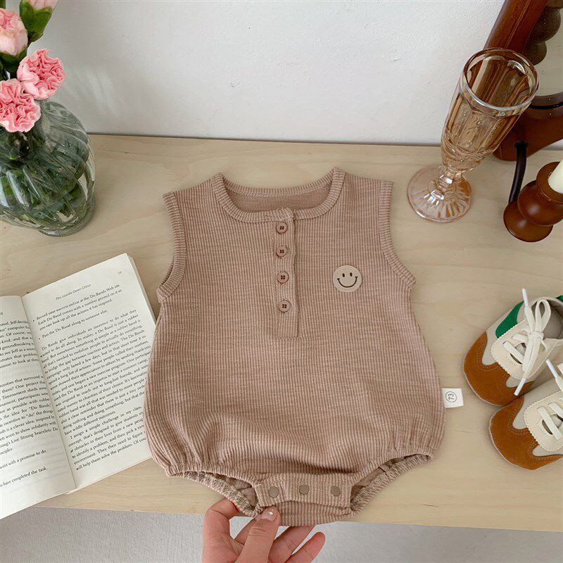 Infant Summer Clothing 2025 Thin Open Button Sleeveless Romp图片
