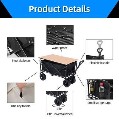 Collapsible Folding Utility Beach Wagon Cart Heavy Duty Larg