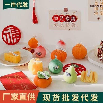 1pc Cute Peach Aromatic Candle Fruit Soy Wax Aromatherapy 1