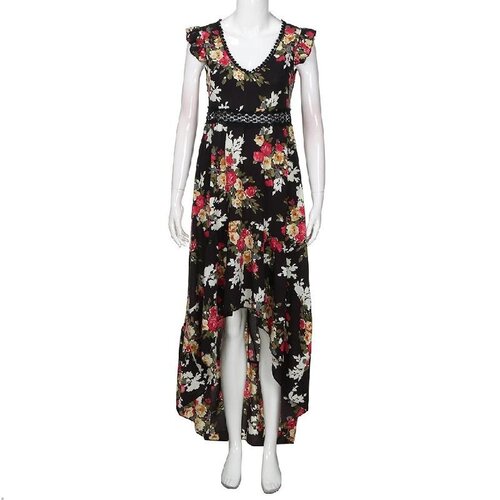 Women Boho Backless Irregular Floral Printed Dress  Summer