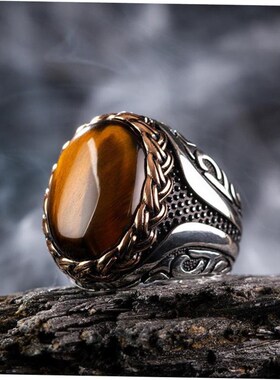Retro Handmade Turkish Ring For Men Vintage Double Swords Bl
