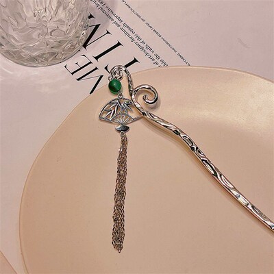 Tassel Hairpin Womens Disc Hair Cheongsam Hanfu Antique Fan