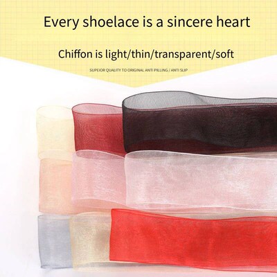 4cm Wider Flat Silk Shoelace Fashion Chiffon Yarn Shoelaces