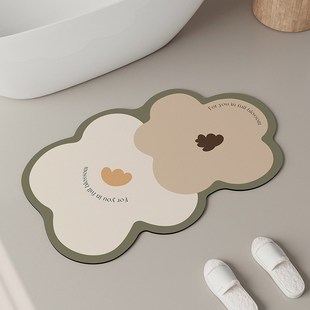 MOL.Cook.家居地垫厕所浴室卫生间吸水防滑速干硅藻泥花卉库克