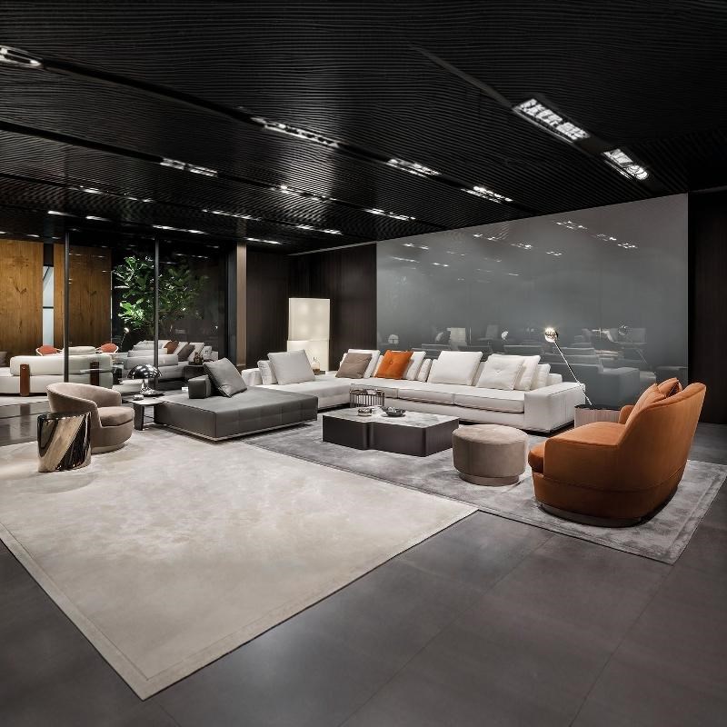 意大利轻奢沙发定制现代时尚沙发别墅沙发北欧沙发皮布结合沙发