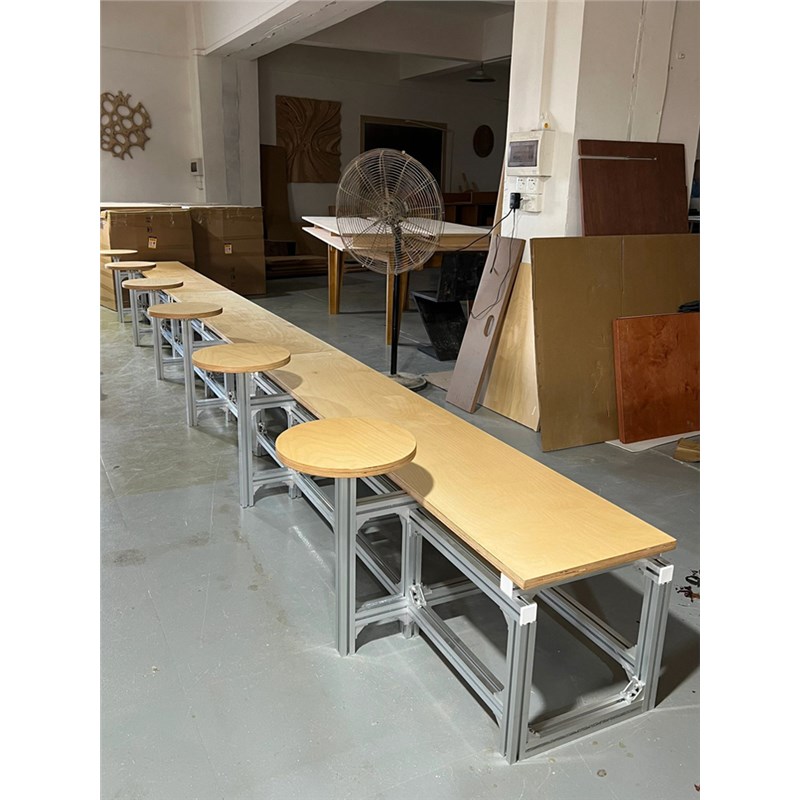 咖啡店桌椅组合铝型材海洋板候餐休息凳简约现代奶茶店休闲
