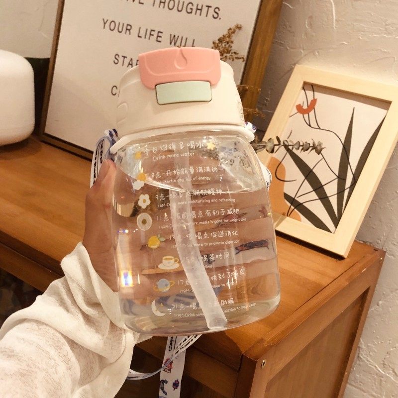 大肚女可爱简约夏季玻璃杯大容量00吸管杯大号喝,餐饮具,玻璃杯,淘宝优惠券,粉丝福利购,淘宝优惠卷