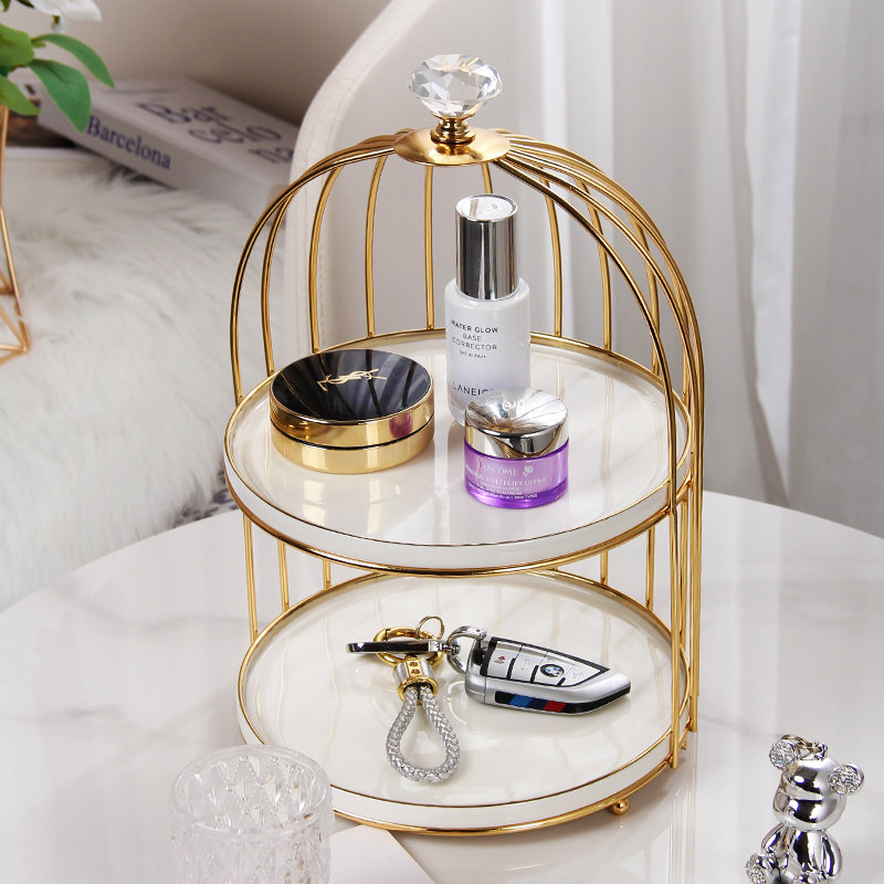 鸟笼轻奢陶瓷桌面梳妆台品浴室收纳架收纳盒,家居饰品,桌面摆件,淘宝优惠券,粉丝福利购,淘宝优惠卷