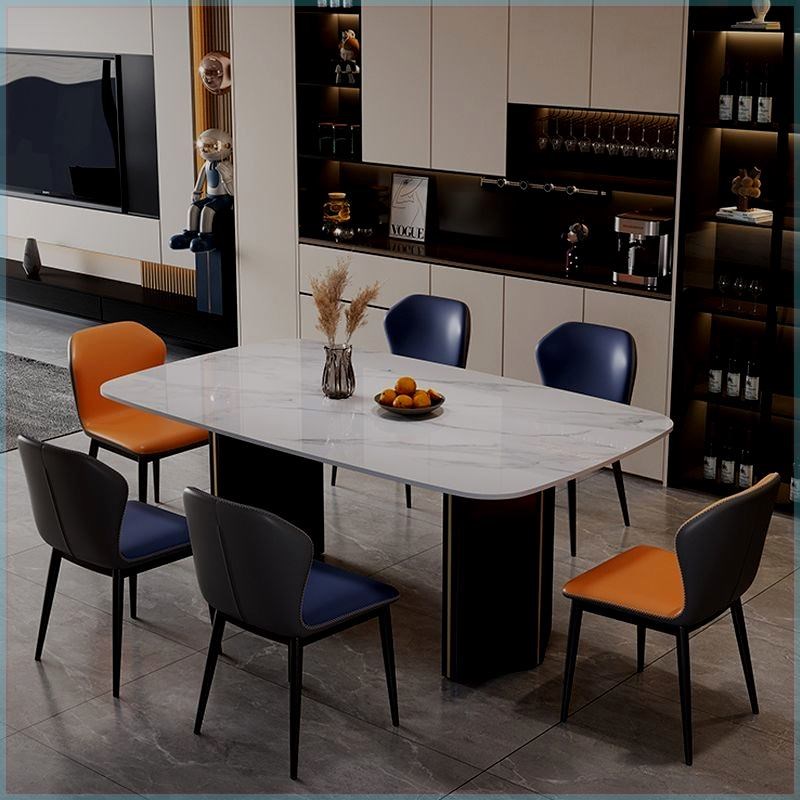 岩板餐桌椅组合家用小户型现代简约轻奢西餐桌大理石长方形吃饭桌