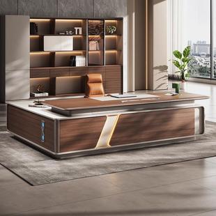高级感轻奢吸塑办公桌老板桌简约现代大班台董事长总裁桌椅组合