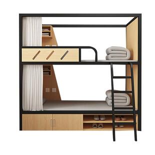 上下铺双层铁架床学校宿舍公寓床带书桌衣柜双人床民宿青旅太空舱