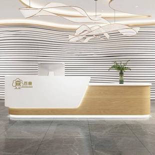 弧形收银台吧台公司前台接待台迎宾台采耳店理发店美容院收银台