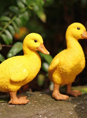 家居花园阳台庭院装饰品水池假山动物小黄鸭子鸳鸯树脂摆件