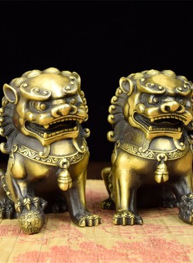 摆件对黄铜仿古摆件小号铜