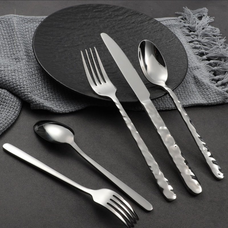 欧式水波纹手柄不锈钢刀叉勺家用酒店高档西餐具牛排餐叉餐具套装,餐饮具,西餐餐具套装,淘宝优惠券,粉丝福利购,淘宝优惠卷