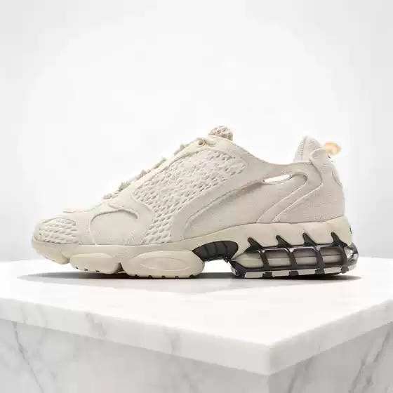 【Lidan】Men's Shoes, Knitted Mesh Retro Trendy Running Shoes, Unisex Beige Comfortable Shock-Absorbing Sports Shoes