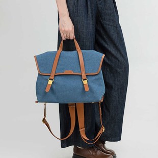 出门游历公文包新款牛仔布双肩包大容量通勤手提包旅行背包女