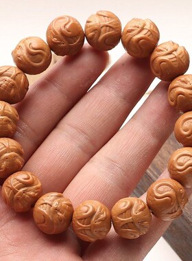 金蛇生肖守护神猴头桃核雕刻单圈手串本命年成品送礼物蛇手链桃胡