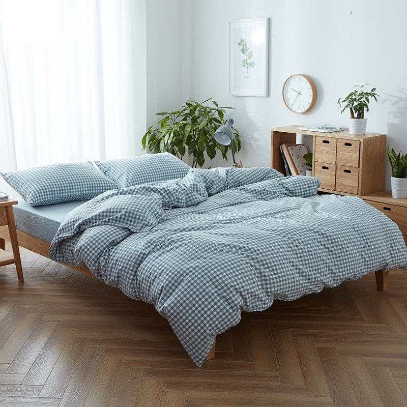 一缕阳光纯棉水洗棉被套单件学生200X230单双人秋冬素色被罩定做