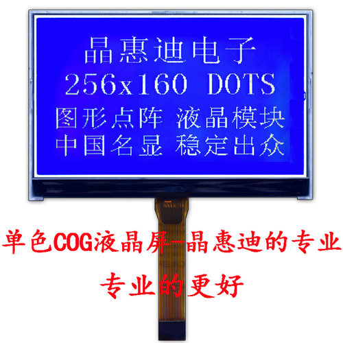 LCM/5寸液晶模块/256160点阵/ST75256/负显/蓝底白字/单色COG