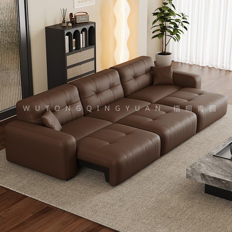 简约真皮多功能电动沙发床可伸缩调节两用中古风客厅头层牛皮沙发,住宅家具,功能沙发,淘宝优惠券,粉丝福利购,淘宝优惠卷