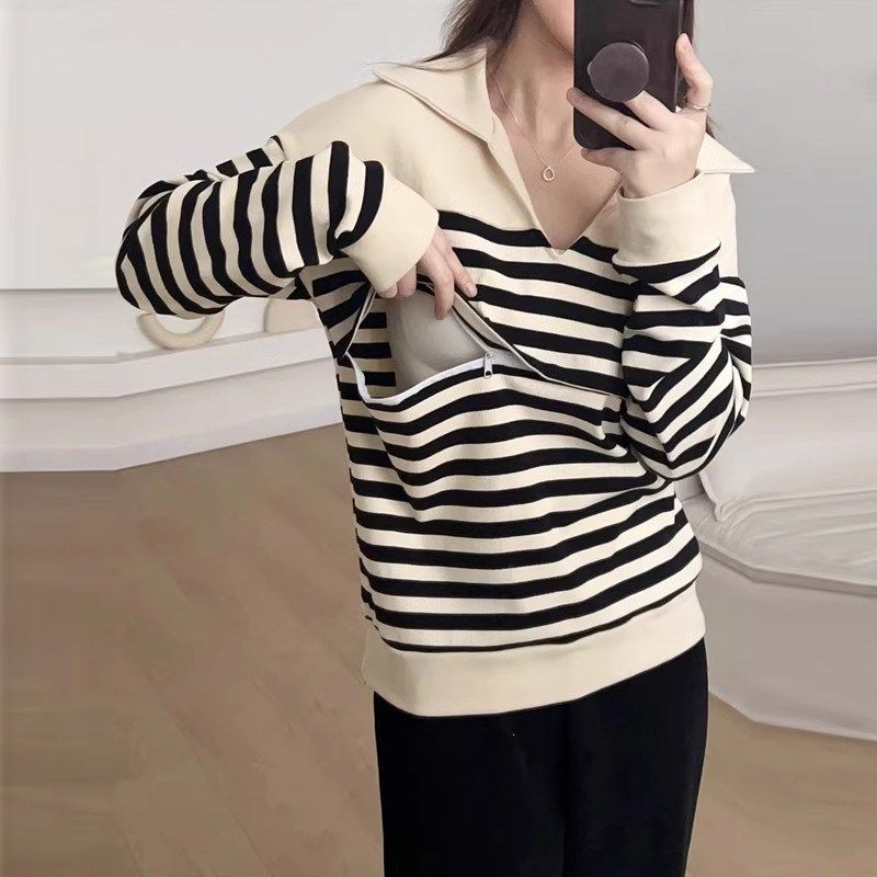 产后哺乳上衣春装外出时尚辣妈款长袖哺乳卫衣翻领大码喂奶衣服,孕妇装/孕产妇用品/营养,家居服上装,淘宝优惠券,粉丝福利购,淘宝优惠卷