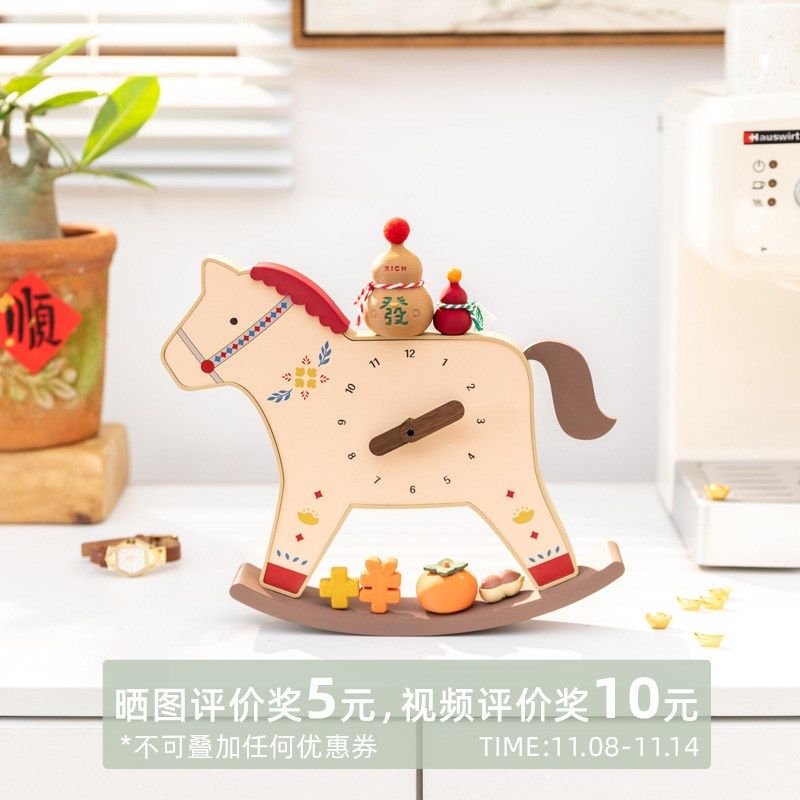 阿楹 高级桌面艺术小时钟表摆台式儿童床头柜静音时间显示器迷你图片