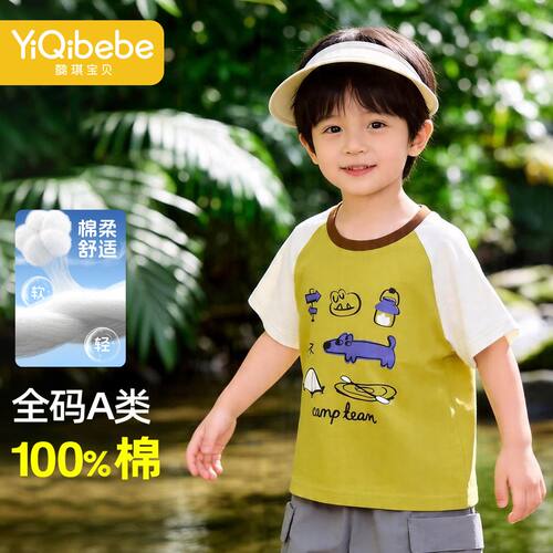【懿琪宝贝】官方正品kidcore风男童夏季短袖t恤薄款棉质森系童装