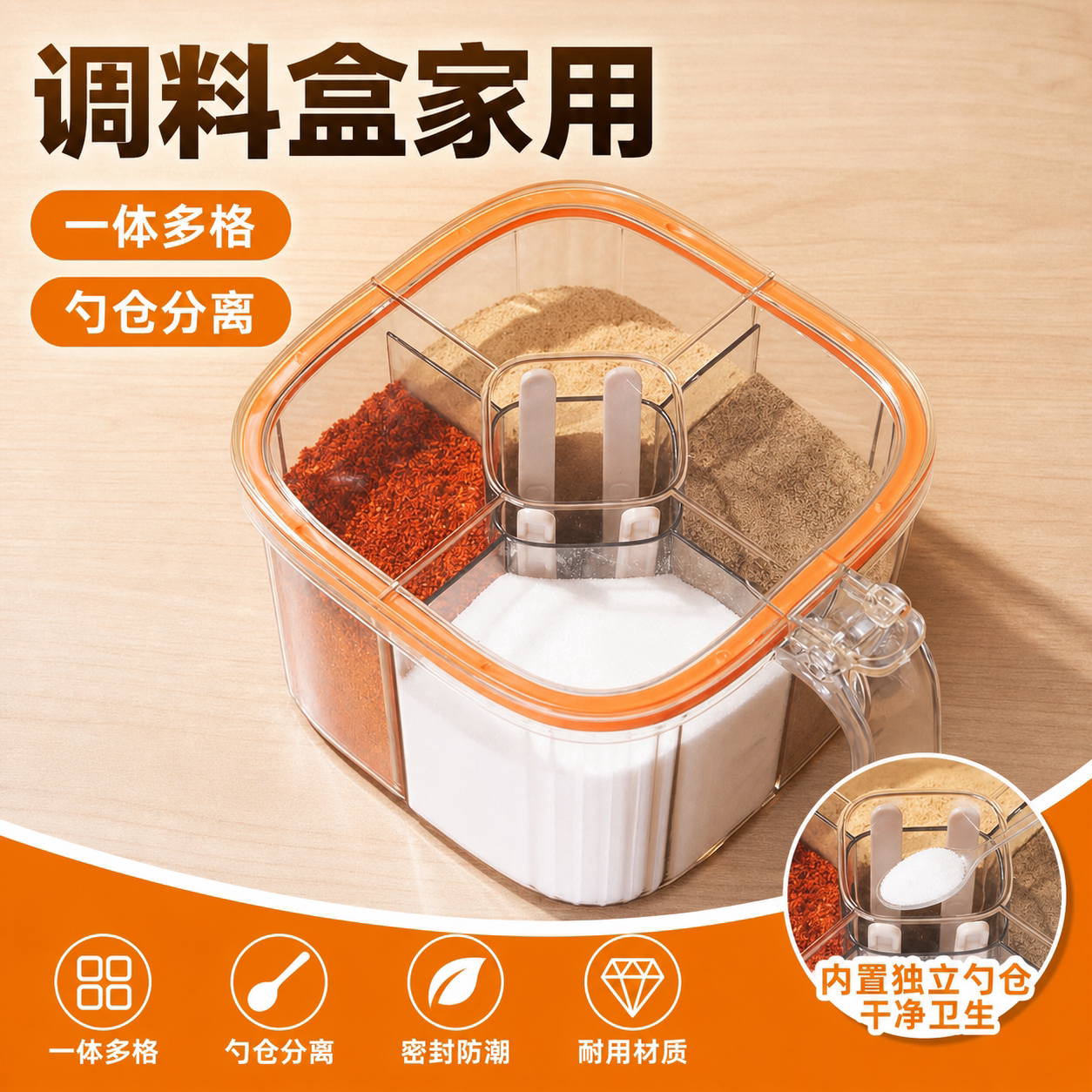 家用厨房一体多格调料盒套装图片