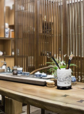 景德镇陶瓷器仿古粉彩笔筒创意时尚办公室书房装饰摆件教师节礼品