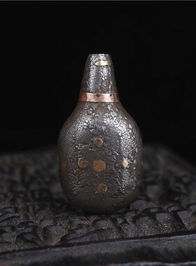 手工锤叠工艺嵌铜咒点文玩三通配饰天铁托甲文玩佛珠佛头