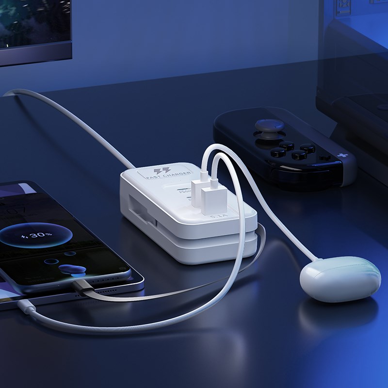 充电线66w手机快充typec插座插排插线板插板接拖usb数据线充电器