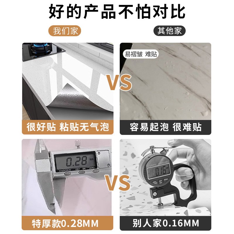 厨房防油贴纸防火耐高温墙纸自粘家用台面灶台防水防潮大理石贴膜