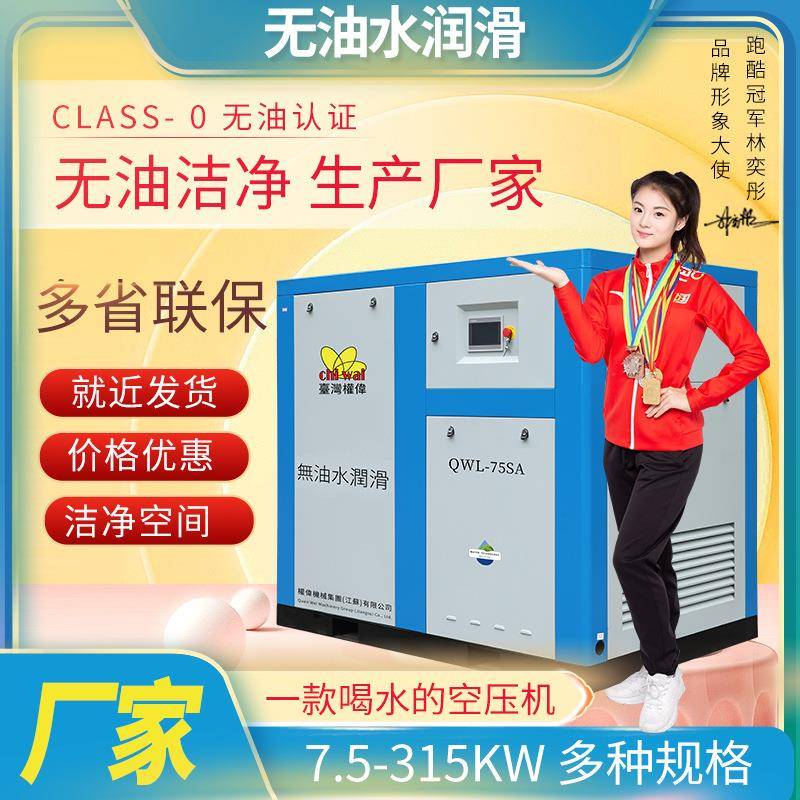 123千瓦永磁变频无油螺杆空压机水润滑空压机低噪双螺杆式10立方