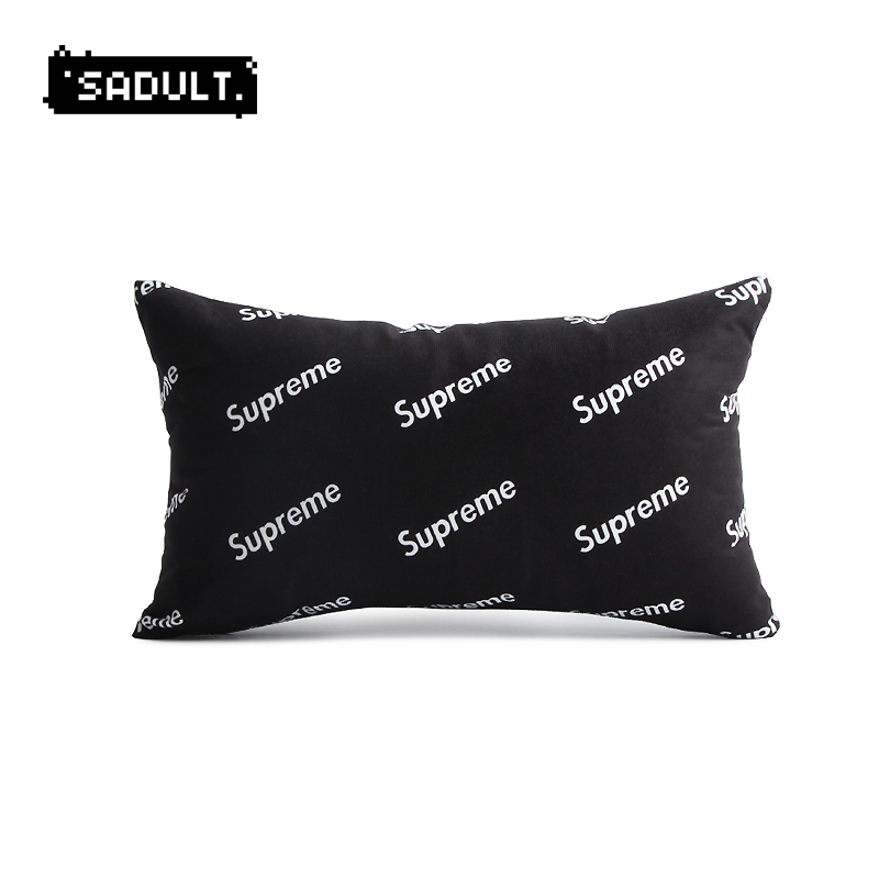 至高无上个性方形座椅车枕护颈枕黑毛绒车载车用汽车头枕一对潮牌