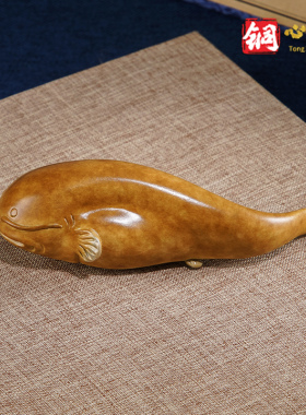 桌面摆件《年年有余》书房客厅鲶鱼装饰品铜铜鱼手把件