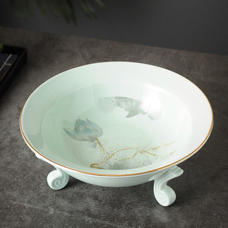 新中式陶瓷高脚水果盘点心干果盘复古高脚供盘差点盘家用饰品,家居饰品,果盘/果篓,淘宝优惠券,粉丝福利购,淘宝优惠卷