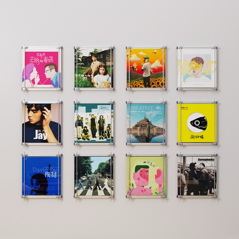 壁挂黑胶唱片墙一字置物架陈列碟片封面展示架墙上装饰CD架收纳架