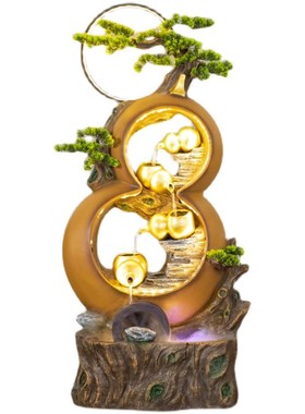 新中式流水喷泉招财葫芦水景摆件加湿器客厅店铺装饰工艺开业礼品