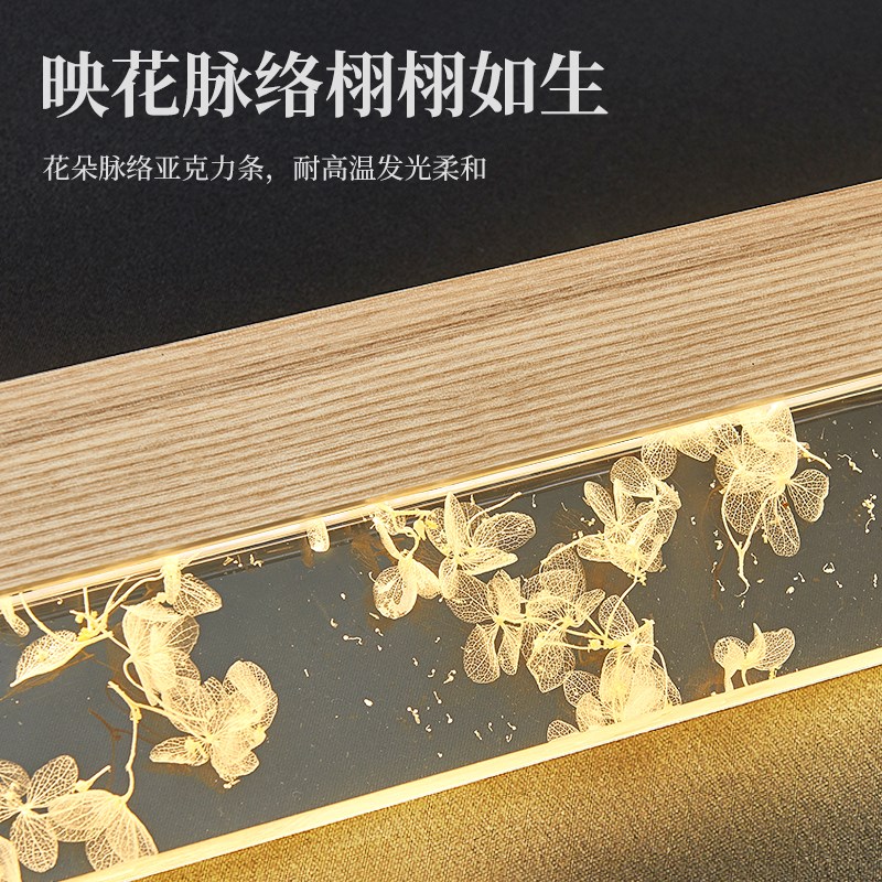 【映花】高端一字长条灯白蜡木原木风护眼氛围设计师吧台餐厅吊灯