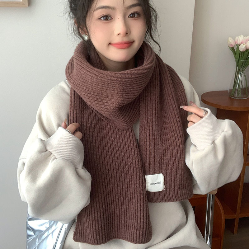针织围脖毛线围巾男女冬季新款高级感百搭韩版纯色保暖情侣学院风
