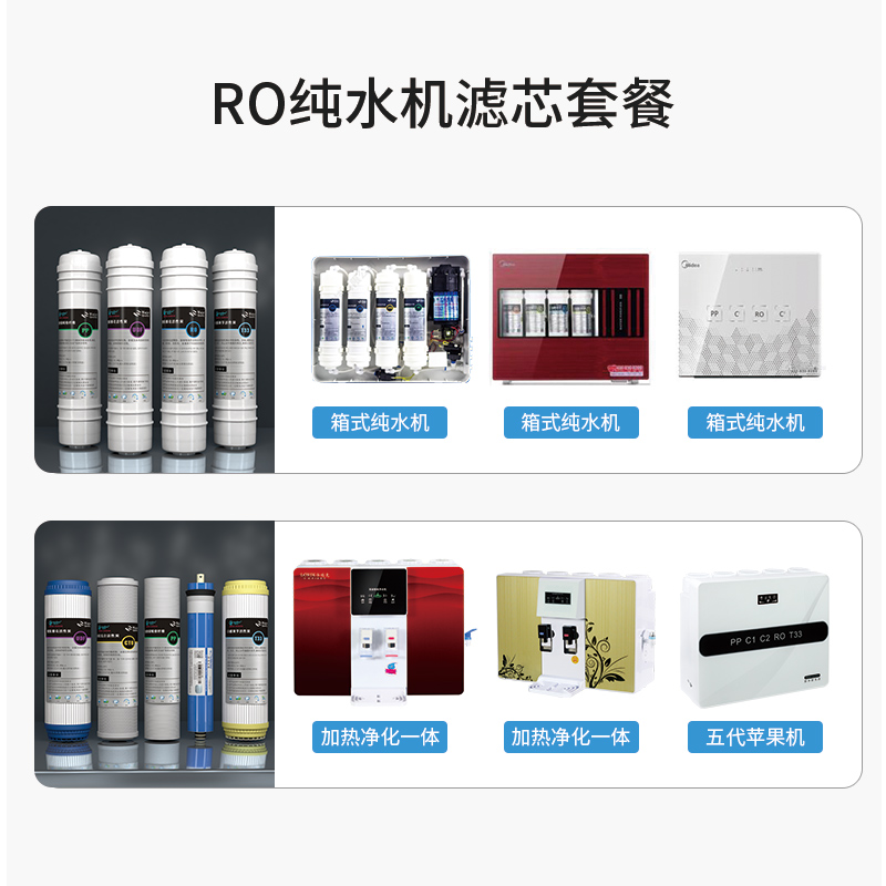 净水器滤芯家用10寸五级套装超滤快接RO膜通用过滤器PP棉活性炭