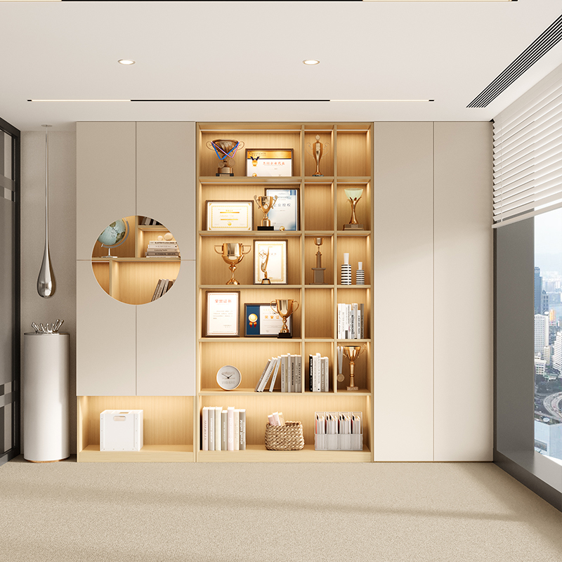 原木奶油风去客厅化家用卧室实木书房满墙书柜书架一体收纳储物柜