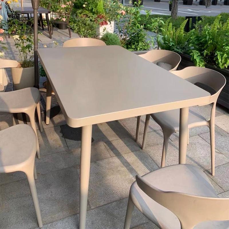 网红户外餐桌椅碳钢桌子长方形不锈钢餐桌露天商用餐厅酒吧室外摆