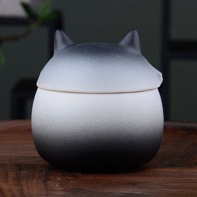 柴犬陶瓷摆件粗陶罐萌宠茶叶罐小狗茶仓防潮密封罐储物罐香粉罐