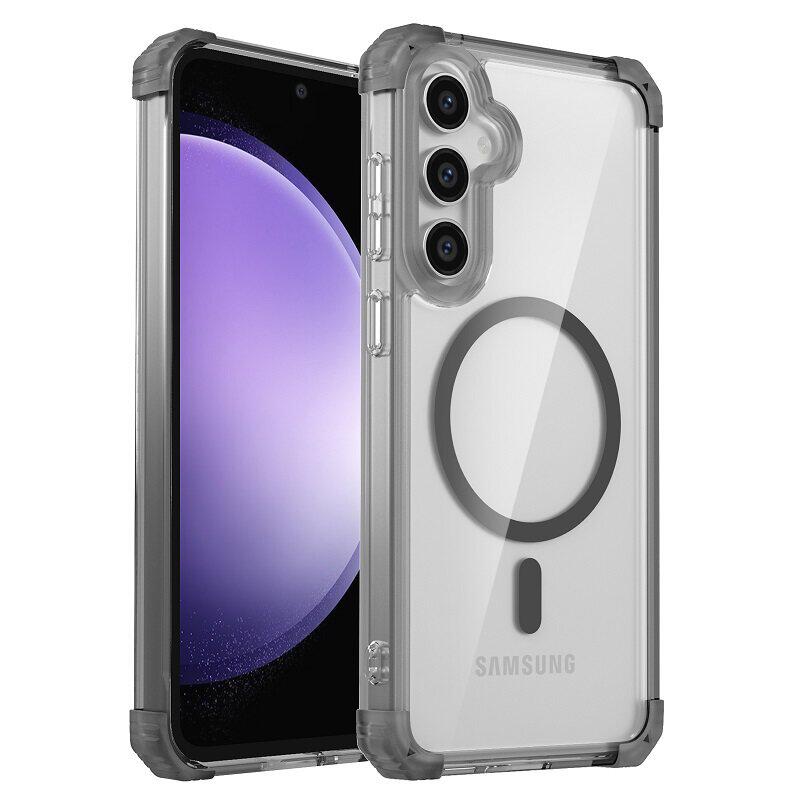 透黑适用三星s24ultra手机壳s25套s24ultra透明magsafe磁吸s23+高级感plus支架galaxy全包s22防摔女四角气囊