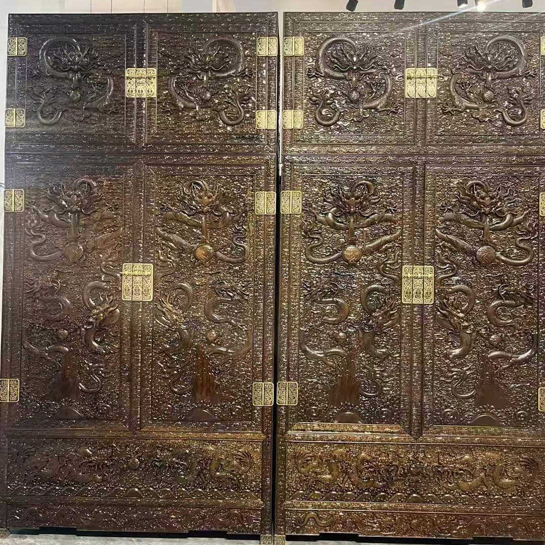 金丝楠木小叶桢楠阴沉木乌木雕龙大尺寸328高顶箱柜衣柜储物高级